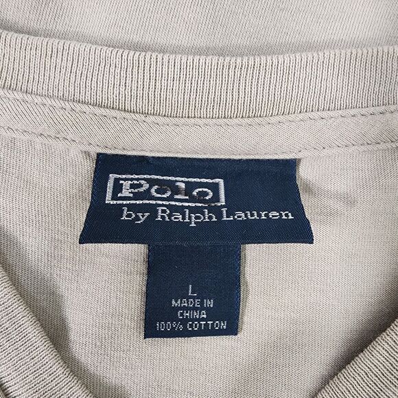 Polo Ralph Lauren Mens T Shirt Large Gray Short Sleeve Blue Pony Cotton V Neck - Picture 7 of 8